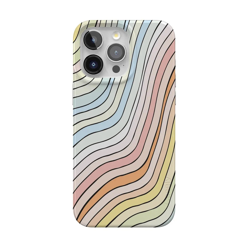Ride The Wave | Pastel Rainbow Lined Case iPhone Case get.casely Classic + MagSafe® iPhone 15 Pro Max 