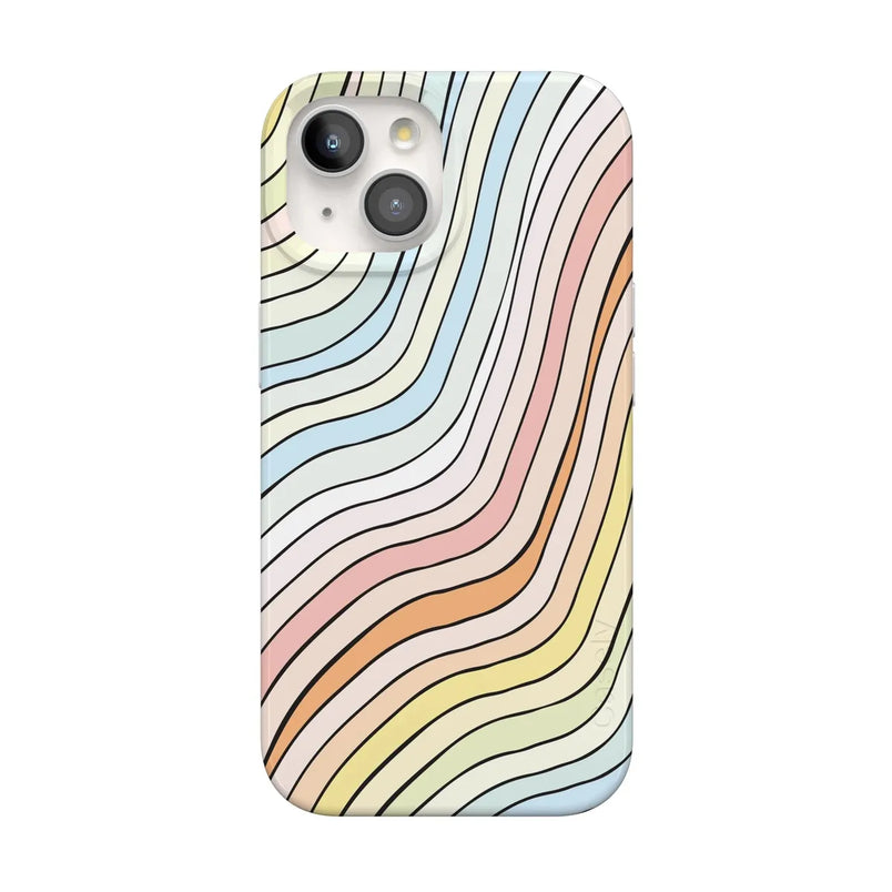Ride The Wave | Pastel Rainbow Lined Case iPhone Case get.casely Classic + MagSafe® iPhone 15 
