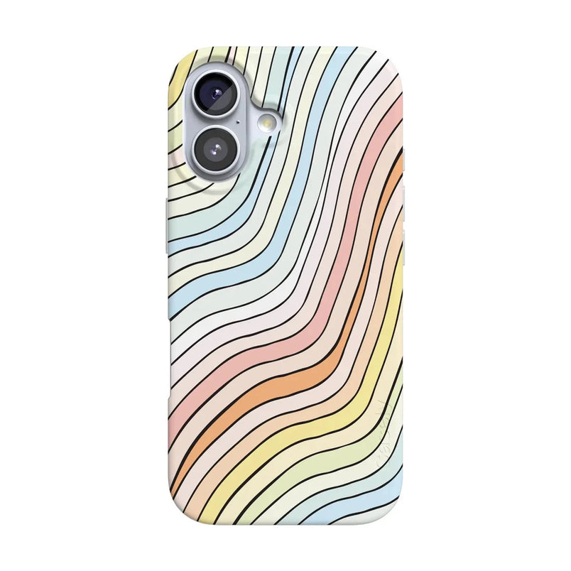 Ride The Wave | Pastel Rainbow Lined Case iPhone Case get.casely Classic + MagSafe® iPhone 17 