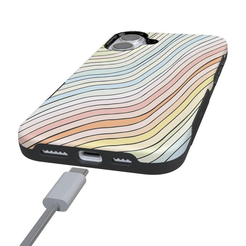 Ride The Wave | Pastel Rainbow Lined Case iPhone Case get.casely 
