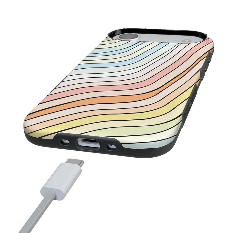 Ride The Wave | Pastel Rainbow Lined Case iPhone Case get.casely 