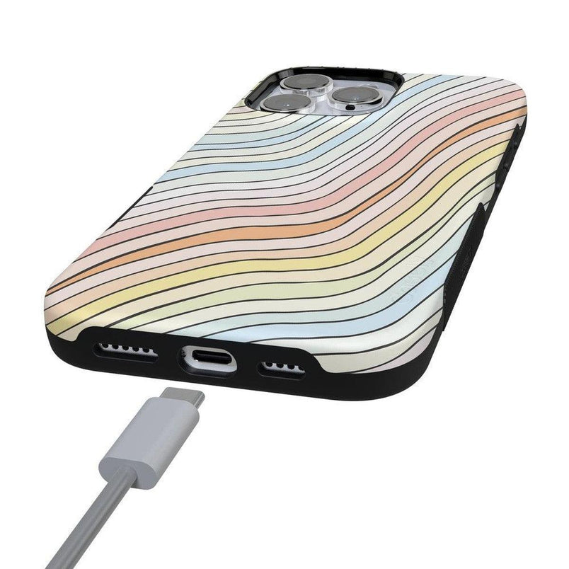 Ride The Wave | Pastel Rainbow Lined Case iPhone Case get.casely 