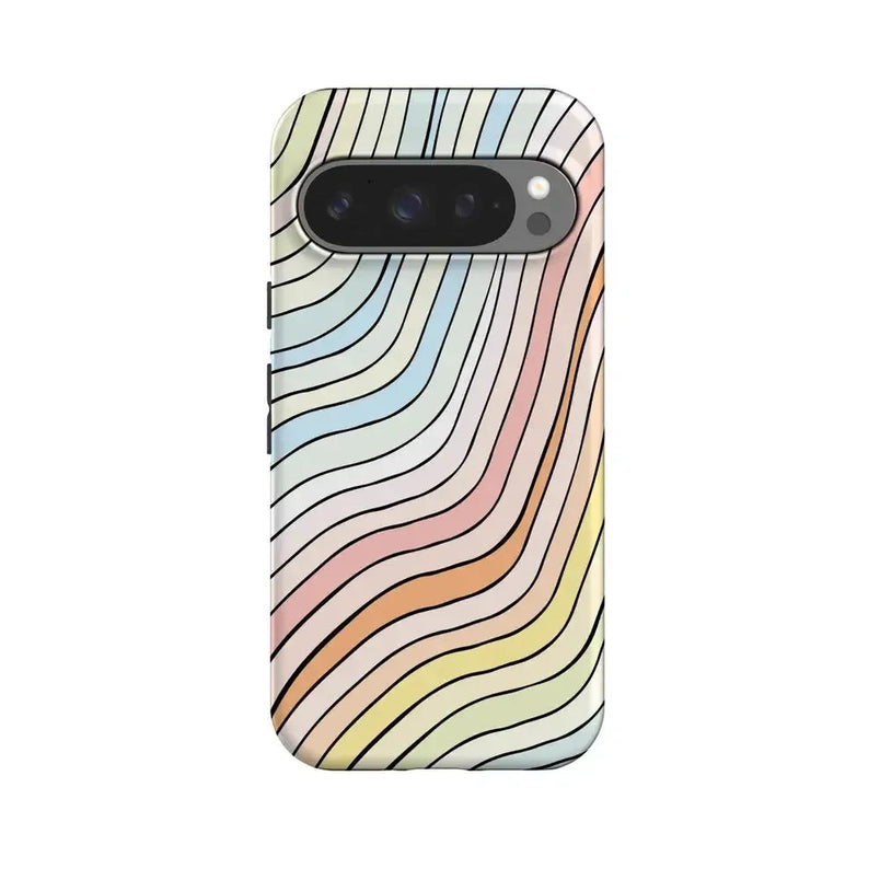 Ride The Wave | Pastel Rainbow Lined Google Pixel Case Google Pixel Case Casetry Essential + MagSafe® Google Pixel 10 Pro 