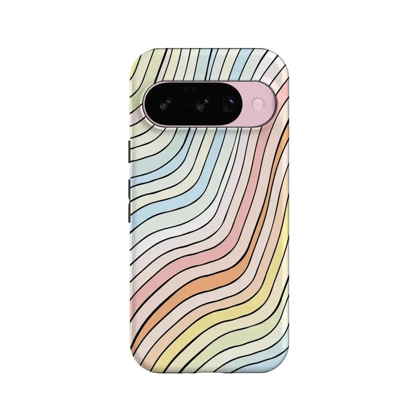 Ride The Wave | Pastel Rainbow Lined Google Pixel Case Google Pixel Case Casetry Essential + MagSafe® Google Pixel 10 