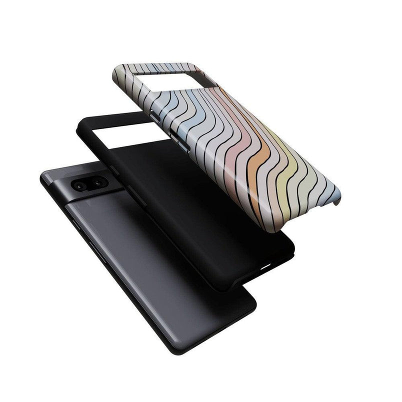 Ride The Wave | Pastel Rainbow Lined Google Pixel Case Google Pixel Case Casetry 