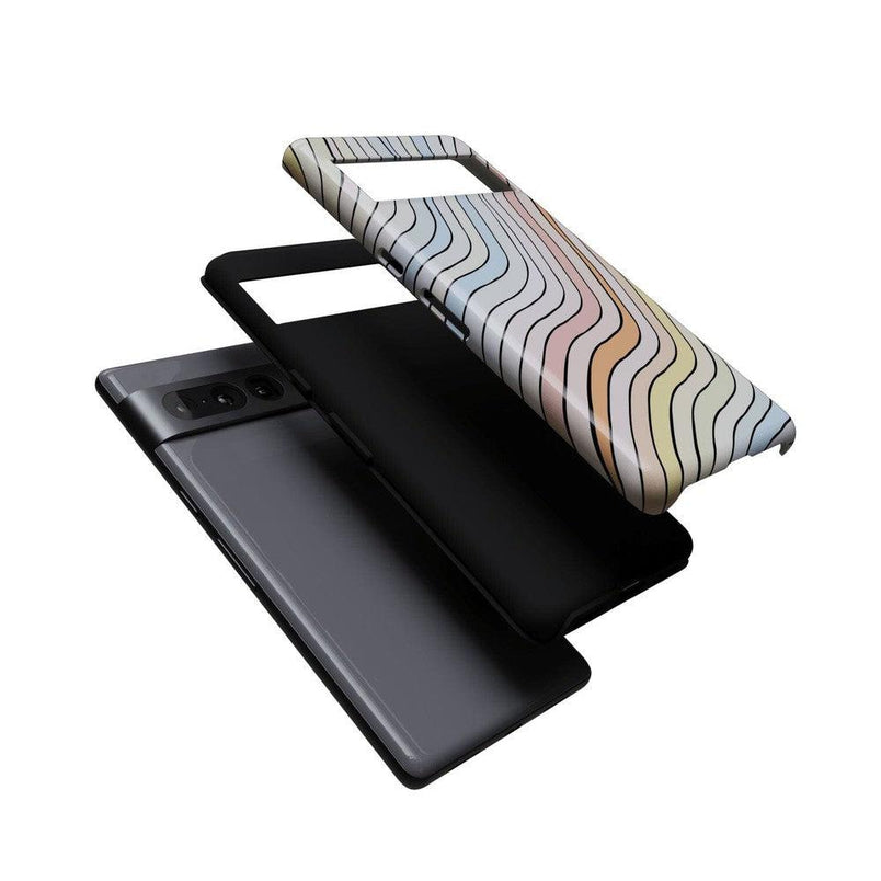 Ride The Wave | Pastel Rainbow Lined Google Pixel Case Google Pixel Case Casetry 