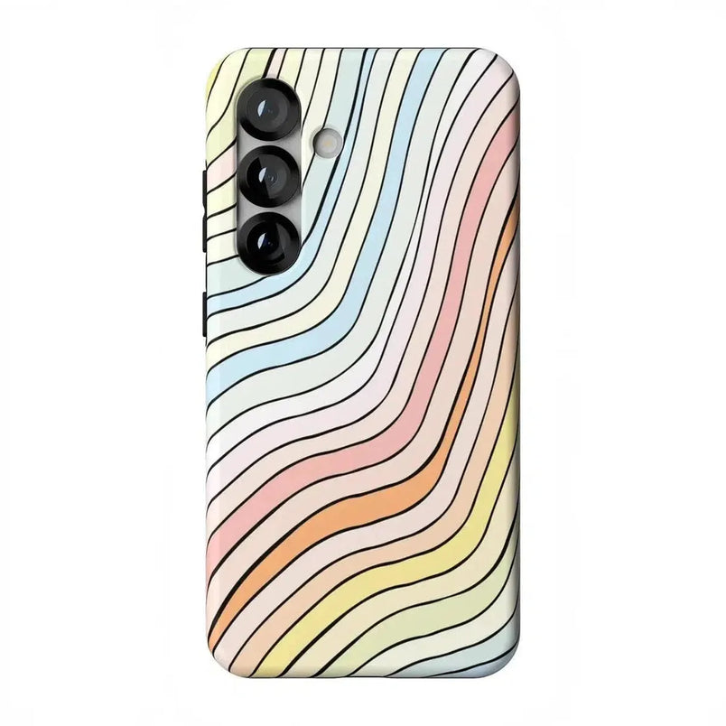 Ride The Wave | Pastel Rainbow Lined Samsung Case Samsung Case Casetry Essential + MagSafe® Galaxy S25 