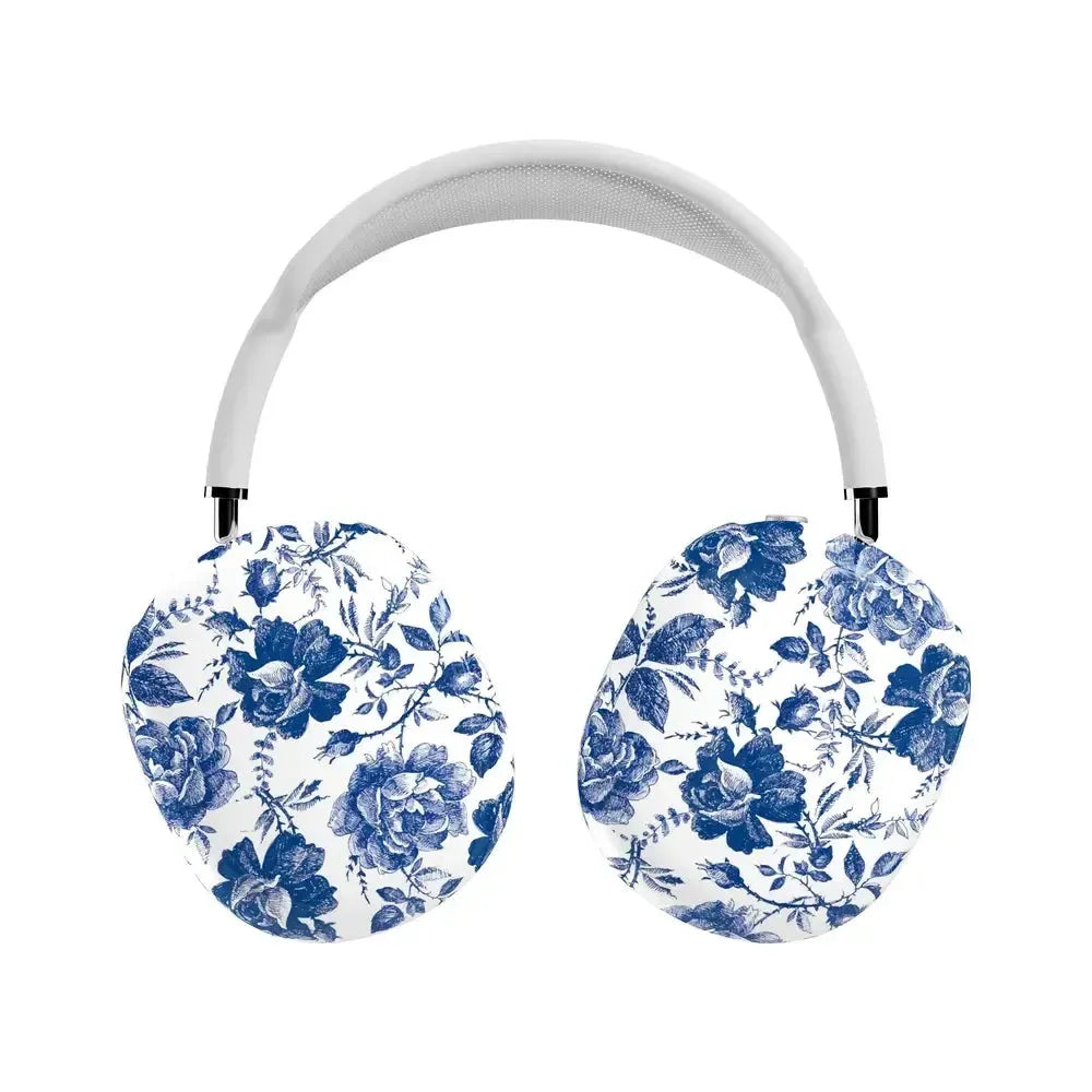 Rose to Fame Blue & White Rose Floral AirPods Max Case