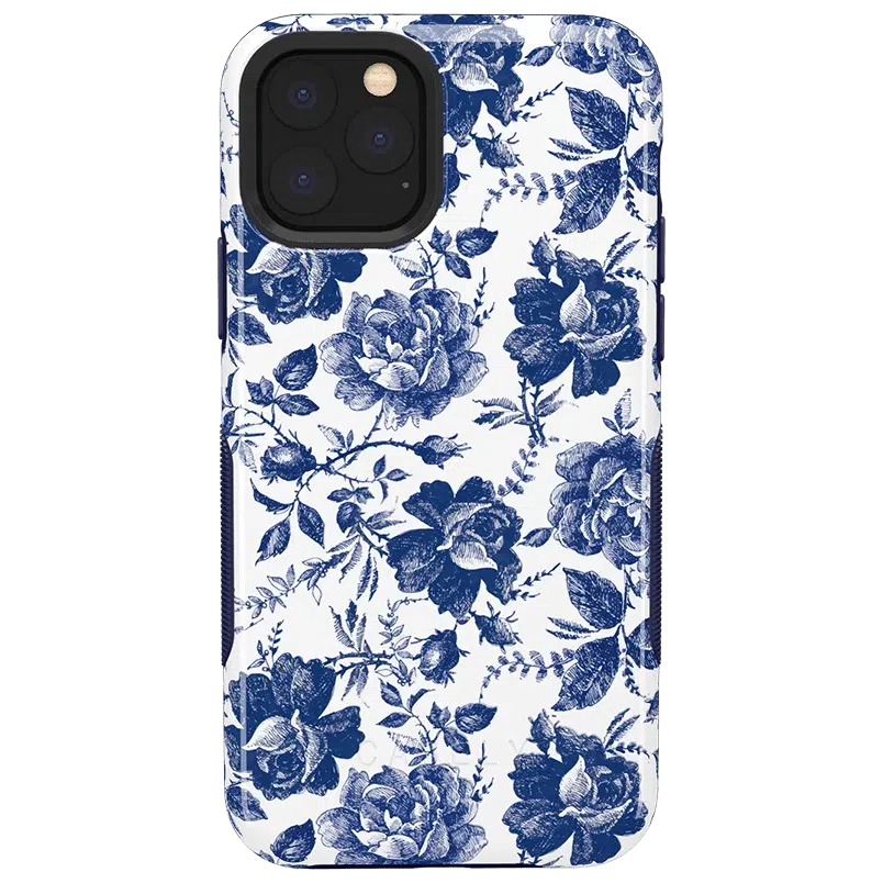 Rose to Fame | Blue & White Rose Floral Case iPhone Case get.casely Bold iPhone 11 Pro Max