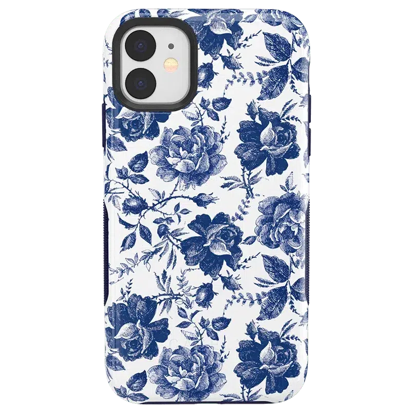 Rose to Fame | Blue & White Rose Floral Case iPhone Case get.casely Bold iPhone 11