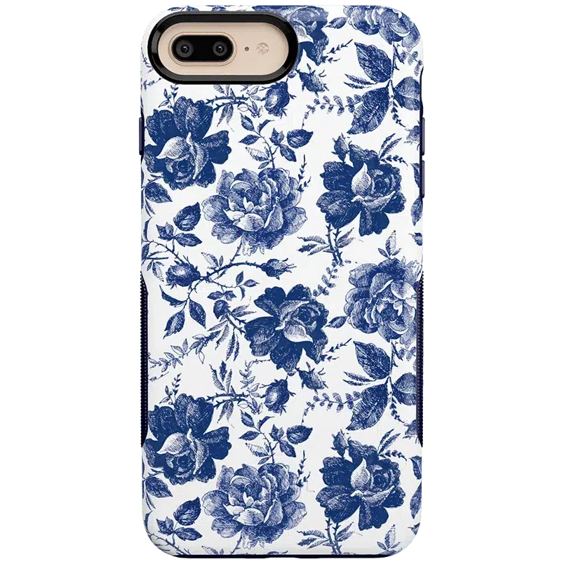 Rose to Fame | Blue & White Rose Floral Case iPhone Case get.casely Bold iPhone 6/7/8 Plus