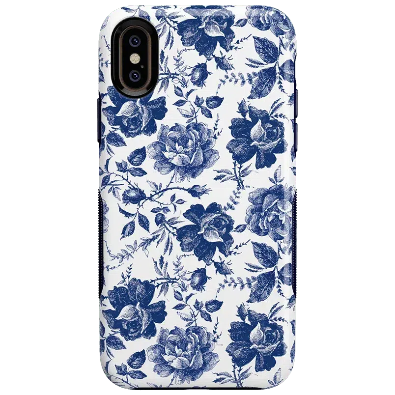 Rose to Fame | Blue & White Rose Floral Case iPhone Case get.casely Bold iPhone XS Max 