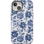 Rose to Fame | Blue & White Rose Floral Case iPhone Case get.casely Bold + MagSafe® iPhone 15 Plus