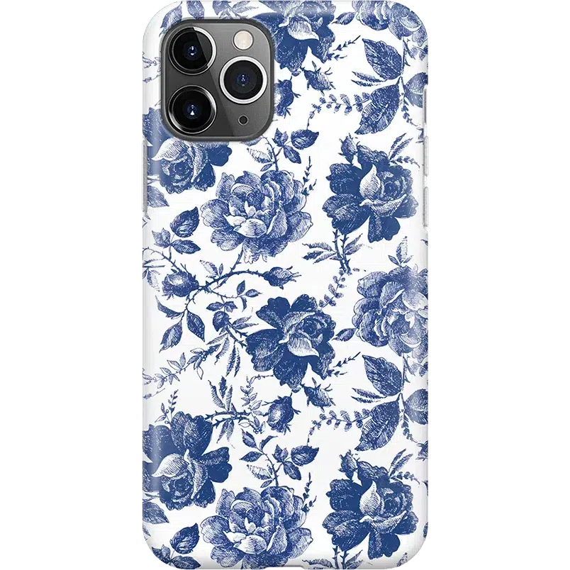 Rose to Fame | Blue & White Rose Floral Case iPhone Case get.casely Classic iPhone 11 Pro Max