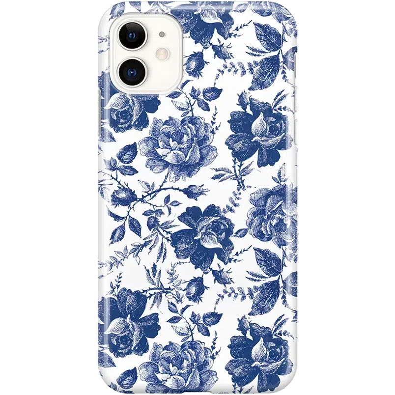Rose to Fame | Blue & White Rose Floral Case iPhone Case get.casely Classic iPhone 11