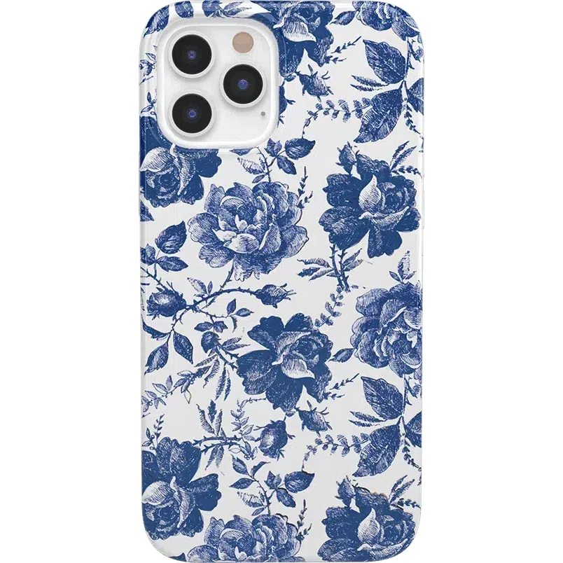 Rose to Fame | Blue & White Rose Floral Case iPhone Case get.casely Classic iPhone 12 Pro Max
