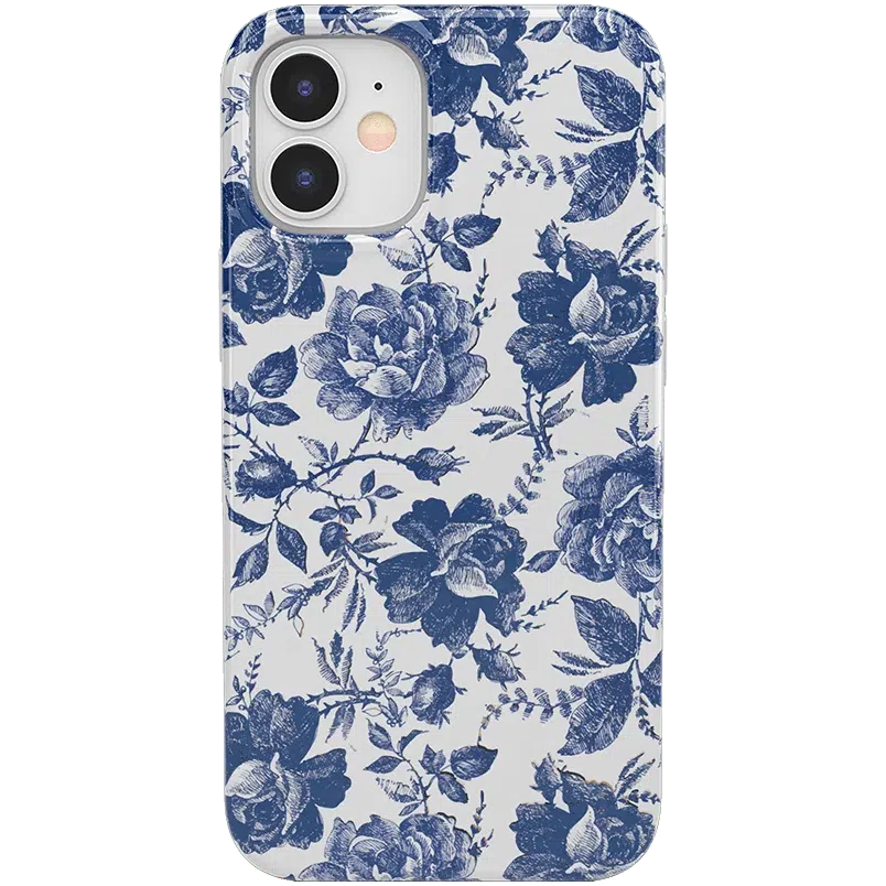 Rose to Fame | Blue & White Rose Floral Case iPhone Case get.casely Classic iPhone 12