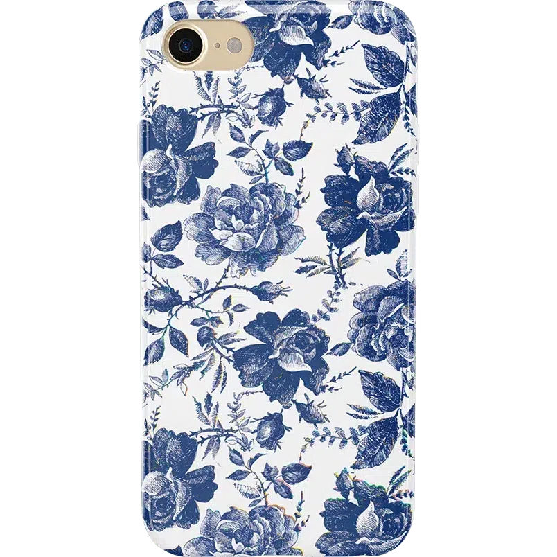 Rose to Fame | Blue & White Rose Floral Case iPhone Case get.casely Classic iPhone SE (2020 & 2022)