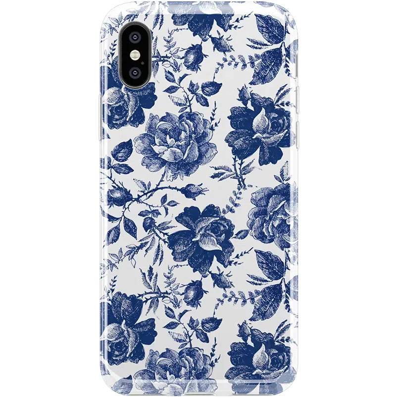 Rose to Fame | Blue & White Rose Floral Case iPhone Case get.casely Classic iPhone XS Max 