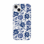 Rose to Fame | Blue & White Rose Floral Case iPhone Case get.casely Classic + MagSafe® iPhone 14 Plus 