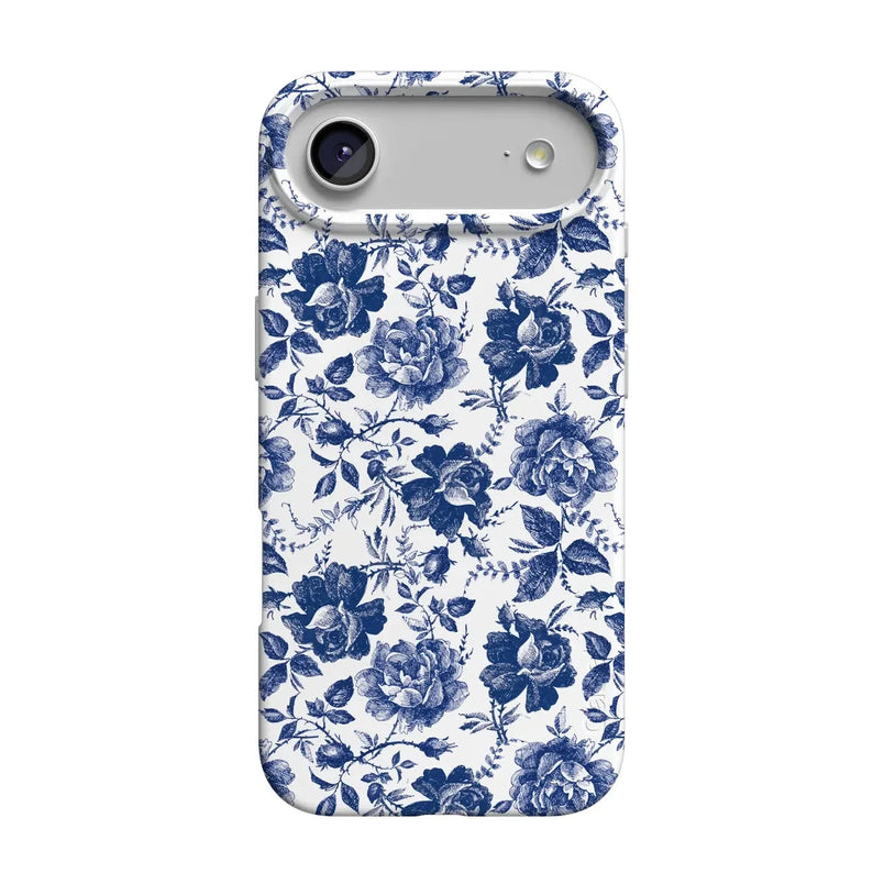 Rose to Fame | Blue & White Rose Floral Case iPhone Case get.casely Classic + MagSafe® iPhone 17 Air 