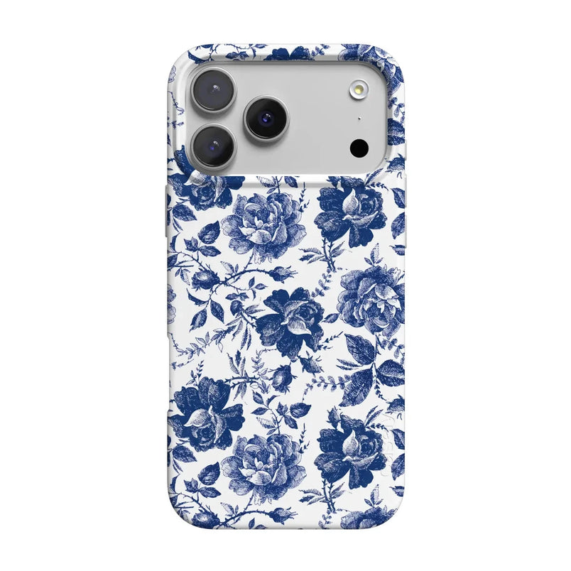 Rose to Fame | Blue & White Rose Floral Case iPhone Case get.casely Classic + MagSafe® iPhone 17 Pro Max 