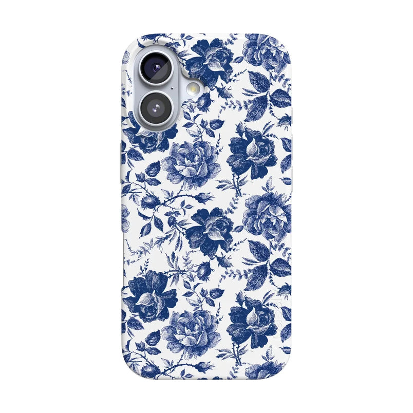 Rose to Fame | Blue & White Rose Floral Case iPhone Case get.casely Classic + MagSafe® iPhone 17 