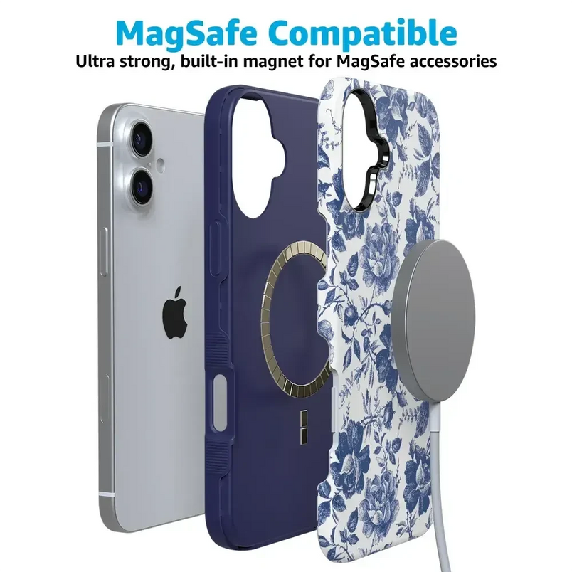 Rose to Fame | Blue & White Rose Floral Case iPhone Case get.casely 