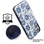 Rose to Fame | Blue & White Rose Floral Case iPhone Case get.casely 