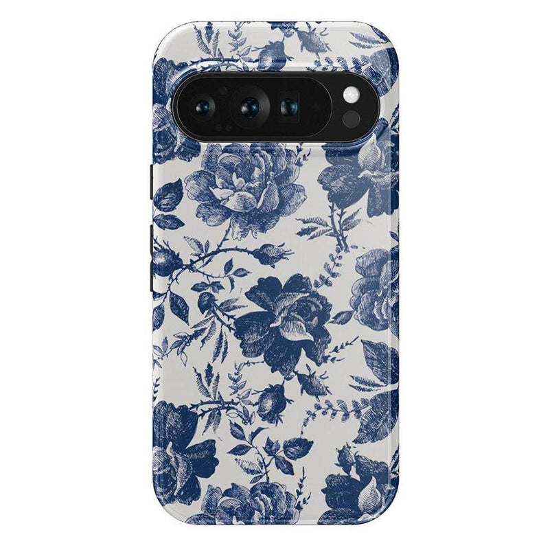 Rose to Fame | Blue & White Rose Floral Google Pixel Case Google Pixel Case Casetry Essential Google Pixel 9 Pro 