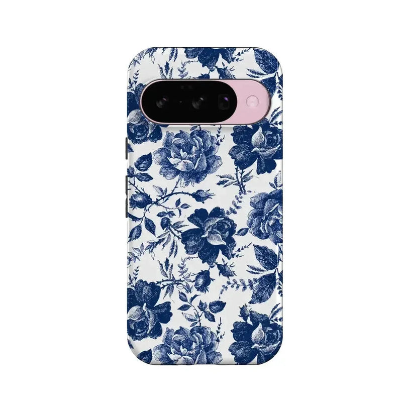 Rose to Fame | Blue & White Rose Floral Google Pixel Case Google Pixel Case Casetry Essential + MagSafe® Google Pixel 10 