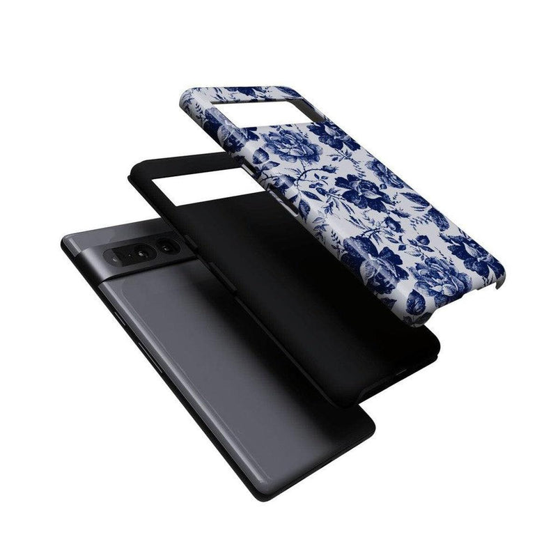 Rose to Fame | Blue & White Rose Floral Google Pixel Case Google Pixel Case Casetry 