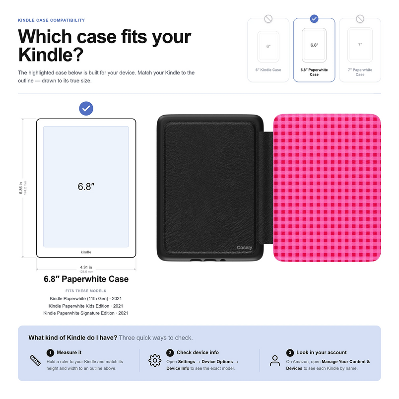 Sweet Jam | Hot Pink Gingham Kindle Case