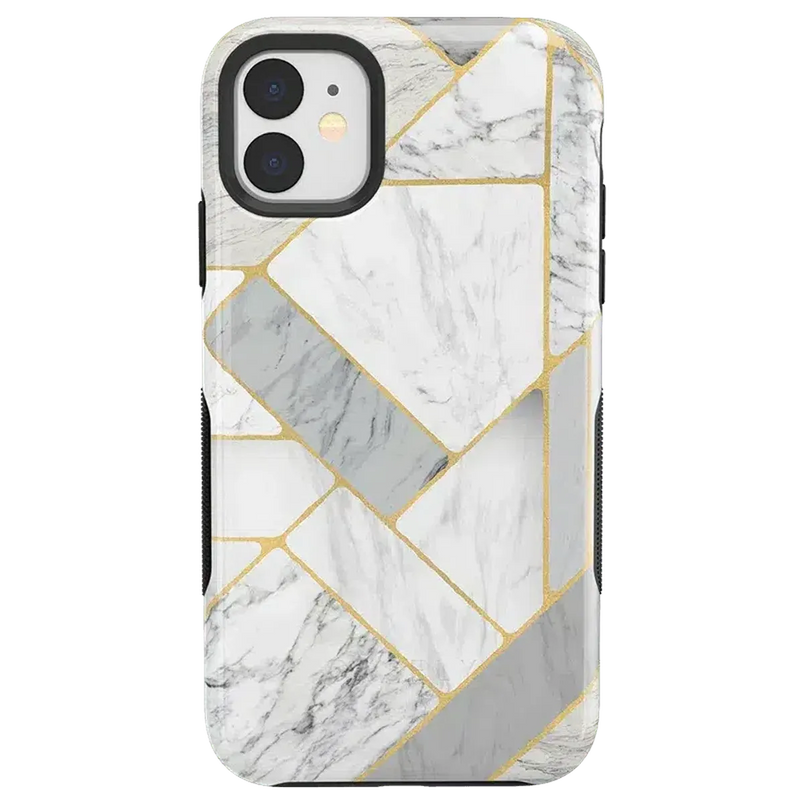 Sharp Lines | Geo White and Gold Marble Case iPhone Case get.casely Bold iPhone 11 