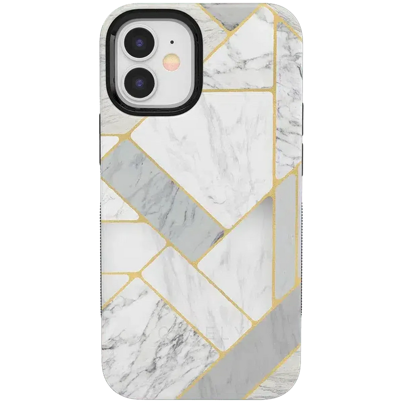 Sharp Lines | Geo White and Gold Marble Case iPhone Case get.casely Bold iPhone 12 Mini 