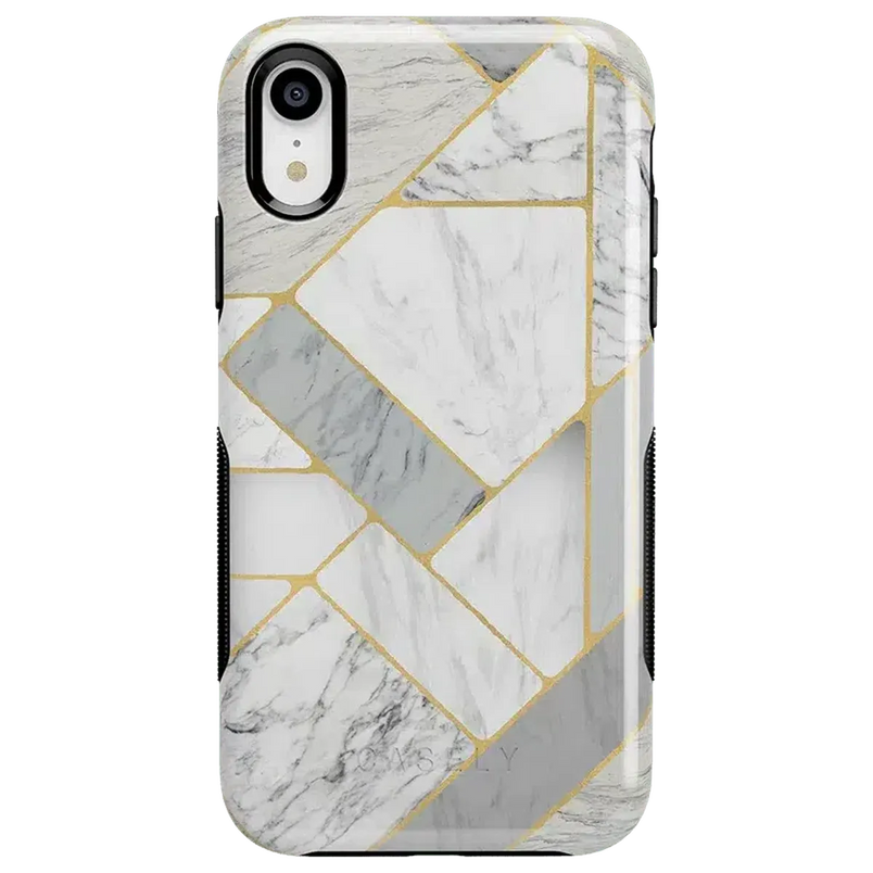 Sharp Lines | Geo White and Gold Marble Case iPhone Case get.casely Bold iPhone XR 