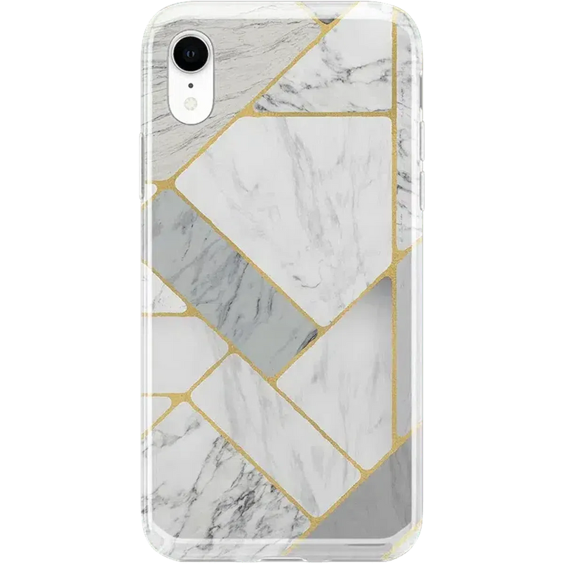 Sharp Lines | Geo White and Gold Marble Case iPhone Case get.casely Classic iPhone XR 