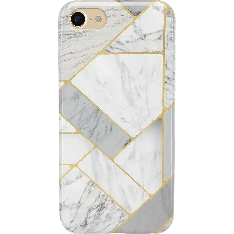 Sharp Lines | Geo White and Gold Marble Case iPhone Case get.casely 