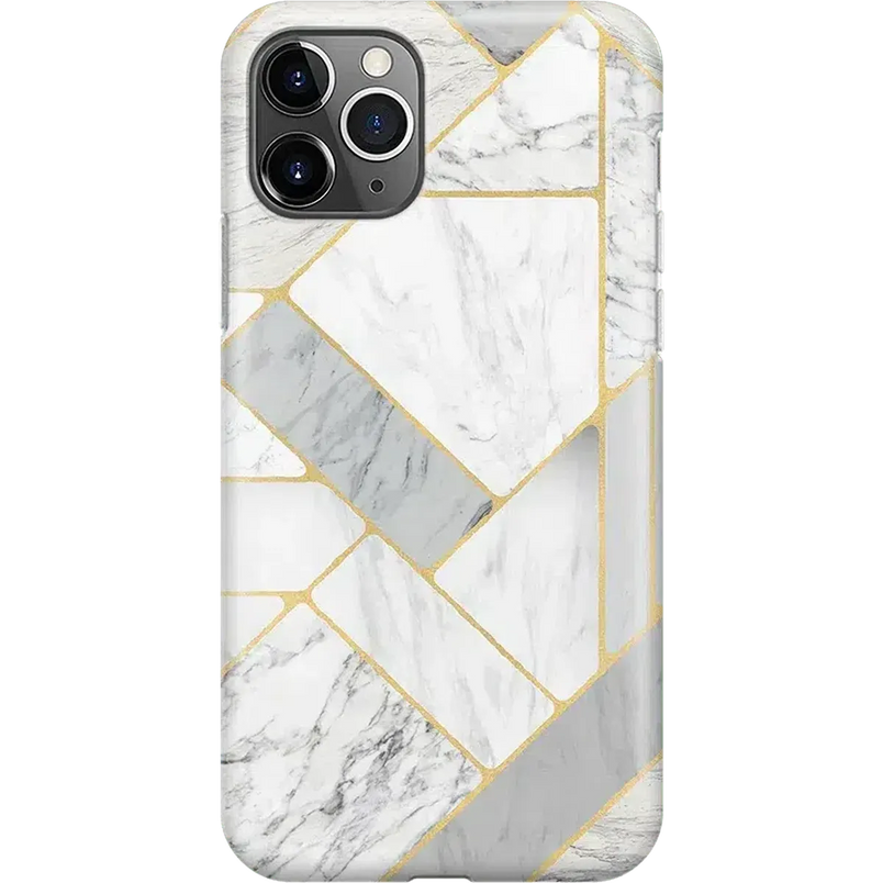Sharp Lines | Geo White and Gold Marble Case iPhone Case get.casely 