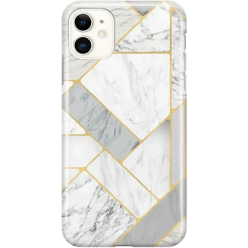 Sharp Lines | Geo White and Gold Marble Case iPhone Case get.casely 