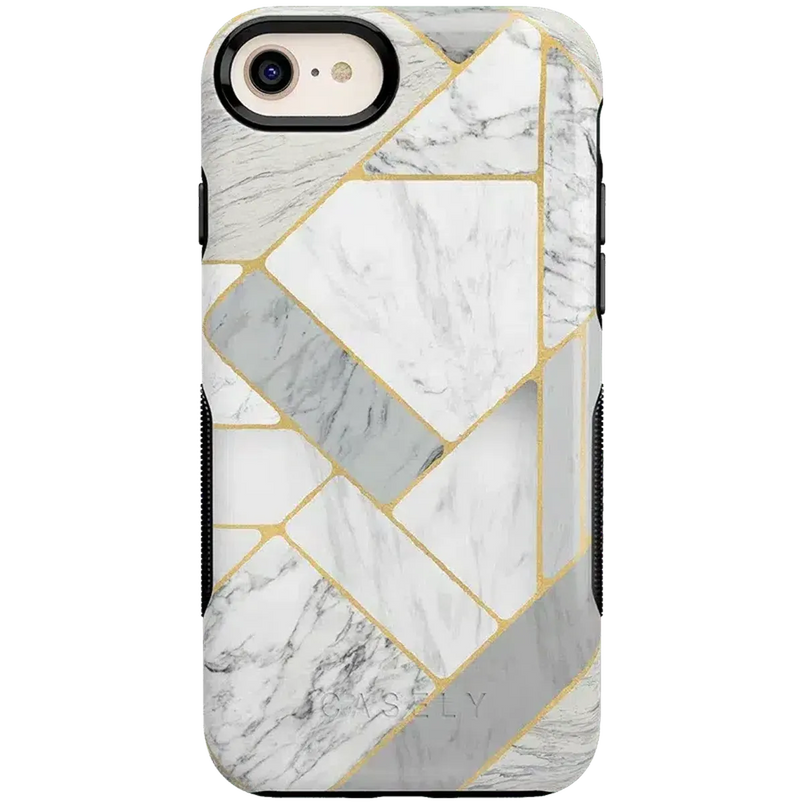 Sharp Lines | Geo White and Gold Marble Case iPhone Case get.casely 