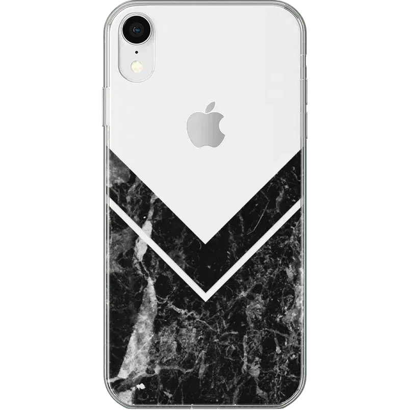 Sleek and Simple | Black Marble V Clear Case iPhone Case get.casely Classic iPhone XR 
