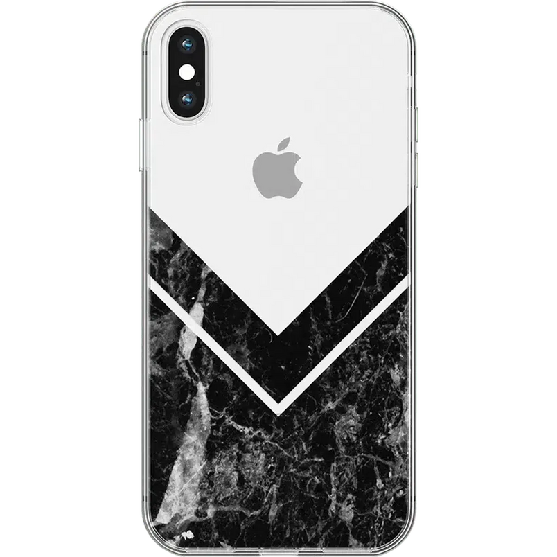 Sleek and Simple | Black Marble V Clear Case iPhone Case get.casely Classic iPhone X / XS 