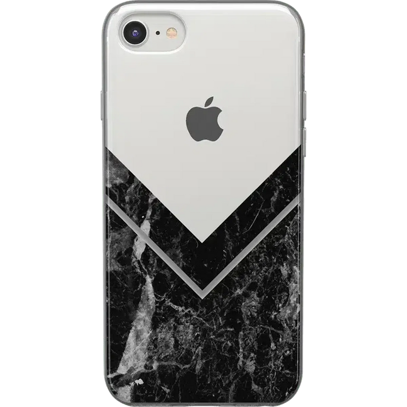 Sleek and Simple | Black Marble V Clear Case iPhone Case get.casely 