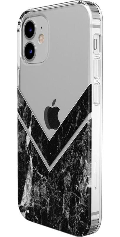 Sleek and Simple | Black Marble V Clear Case iPhone Case get.casely 
