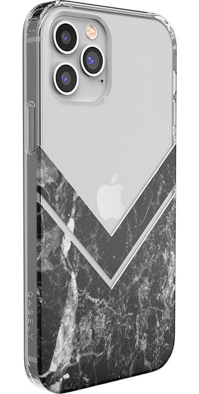 Sleek and Simple | Black Marble V Clear Case iPhone Case get.casely 
