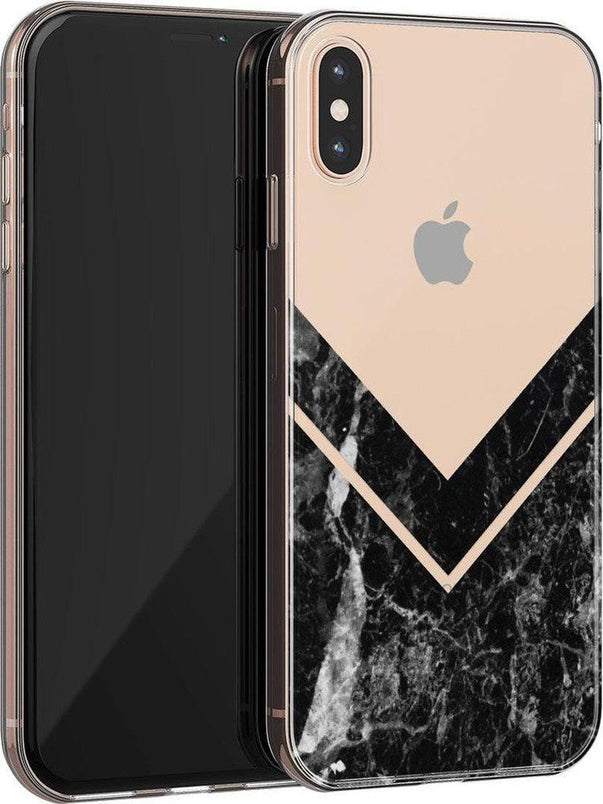 Sleek and Simple | Black Marble V Clear Case iPhone Case get.casely 