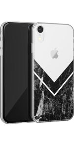 Sleek and Simple | Black Marble V Clear Case iPhone Case get.casely 