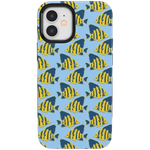 Something's Fishy | Navy Blue & Yellow Fish Print Case iPhone Case get.casely Bold iPhone 12 Mini 