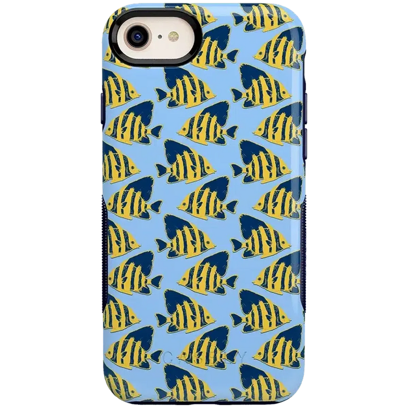 Something's Fishy | Navy Blue & Yellow Fish Print Case iPhone Case get.casely Bold iPhone 6/7/8 